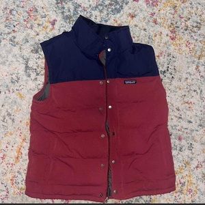Patagonia Vest Mens Large Red Blue Bivy Jacket Puffer Down Quilted